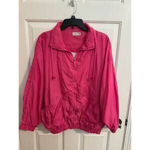 Lavon Vintage Spring Windbreaker Full Zip Jacket Plus XL Hot Pink